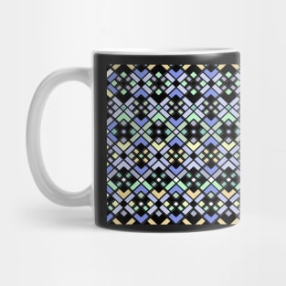 Abstract geometric pattern - blue, green and black. Mug